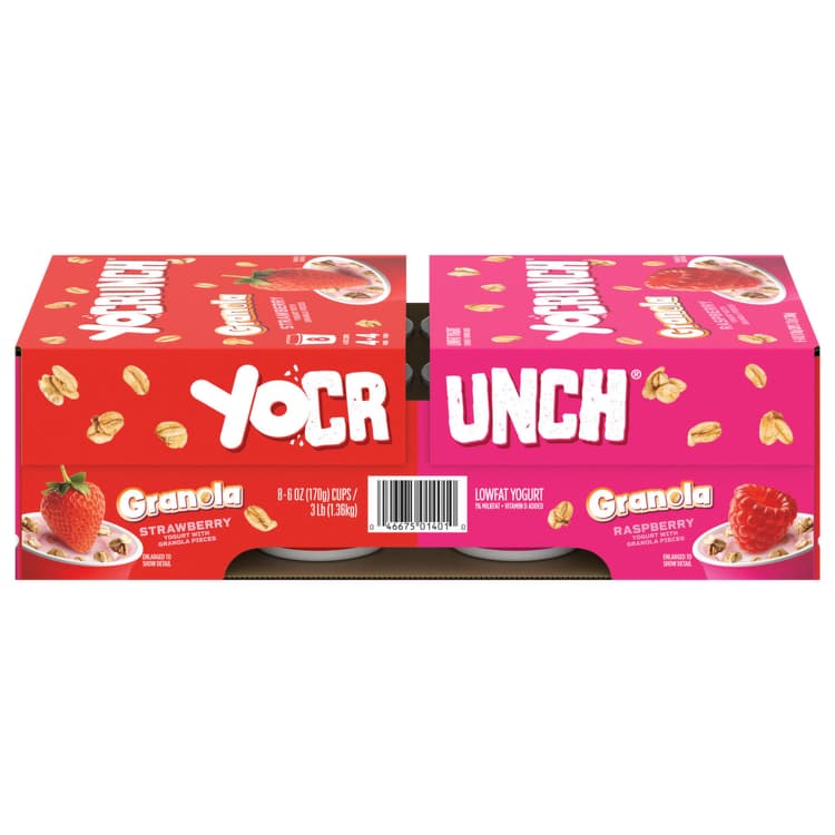 Yocrunch Yogurt, Lowfat, Granola, Strawberry/Raspberry
