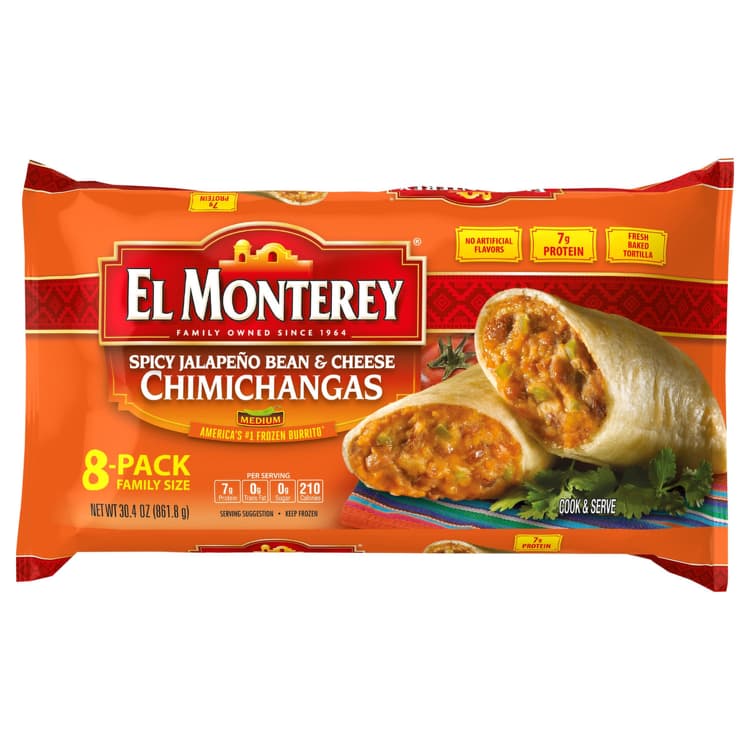 El Monterey Chimichangas, Spicy Jalapeno Bean & Cheese, Medium, Family Size