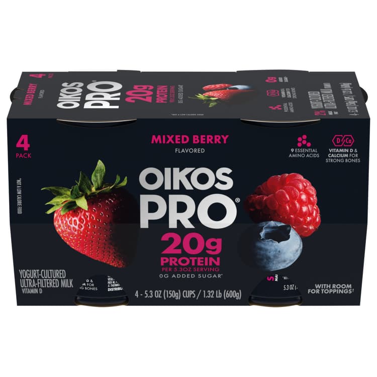 Oikos Pro Yogurt, Cultured, Ultra-Filtered Milk, Mixed Berry Flavored