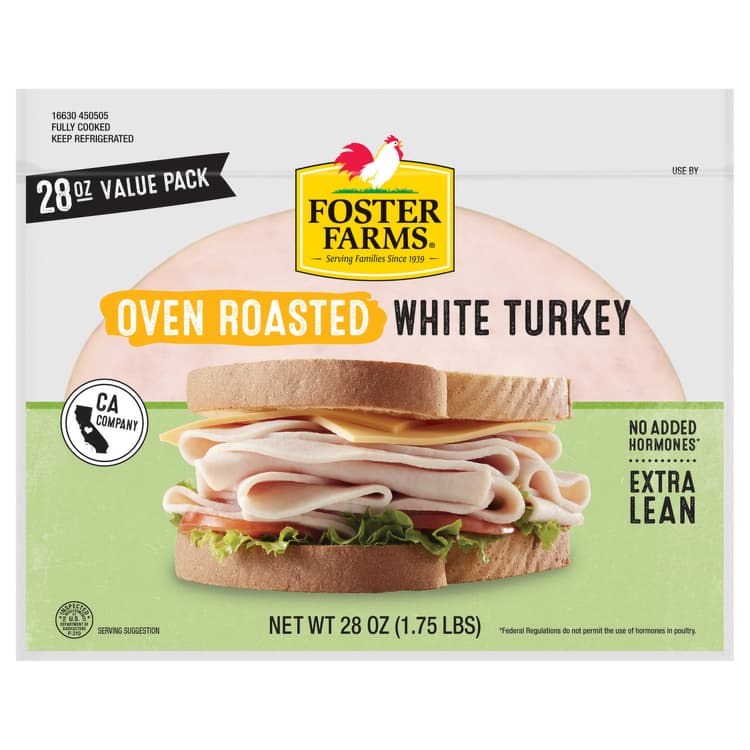 Foster Farms White Turkey, Oven Roasted, Extra Lean, Value