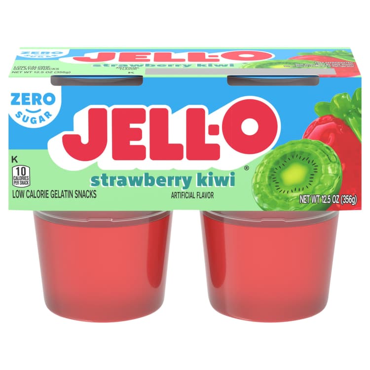 Jell-O Gelatin Snacks, Low Calorie, Zero Sugar, Strawberry Kiwi