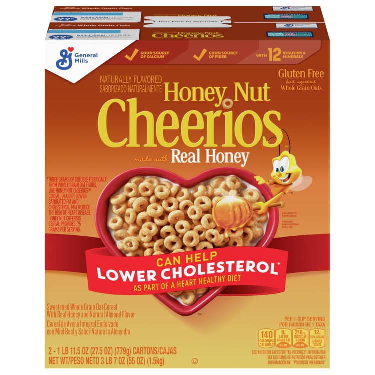 General Mills Natural Flavored Honey Nut Cheerios, Cartons