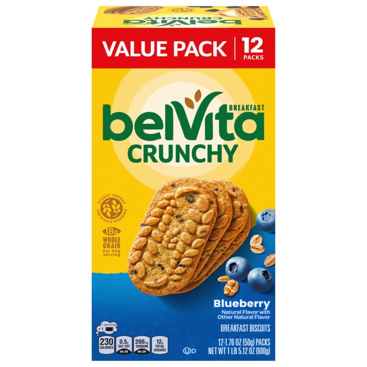 Belvita Breakfast Biscuits, Blueberry, Crunchy, Value