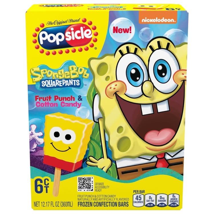 Popsicle Spongebob Squarepants Fruit Punch & Cotton Candy Confection Bars