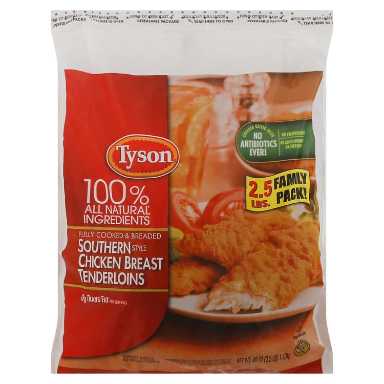 Tyson Chicken Breast Tenderloins, Southern Style, Family