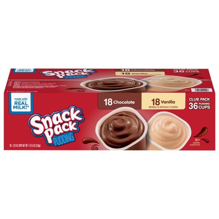 Snack Pack Pudding, Chocolate/Vanilla, Club