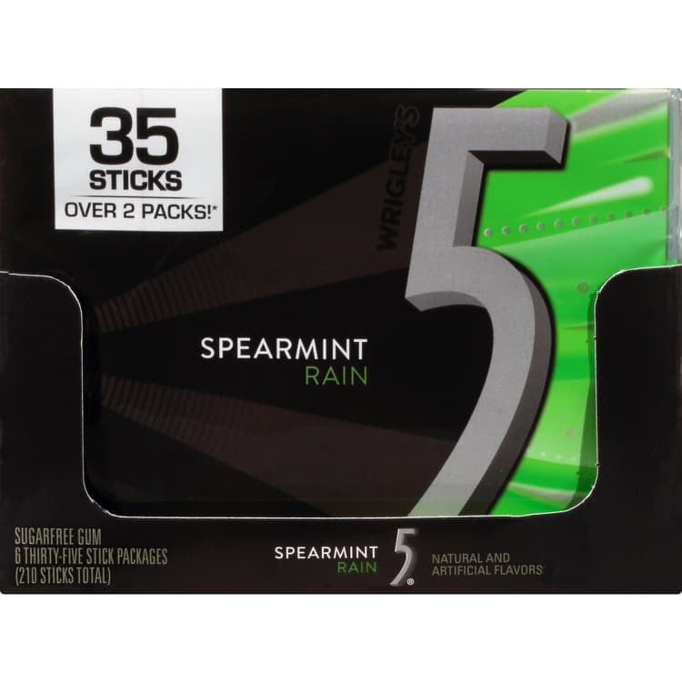 5 Gum, Sugar Free, Spearmint Rain