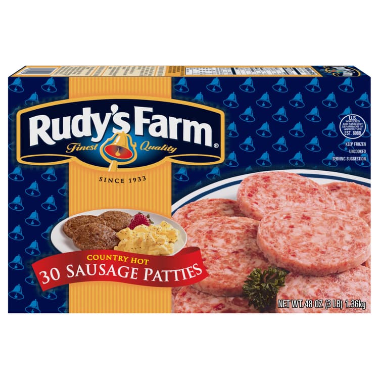 Rudy'S Farm Sausage Patties, Country Hot
