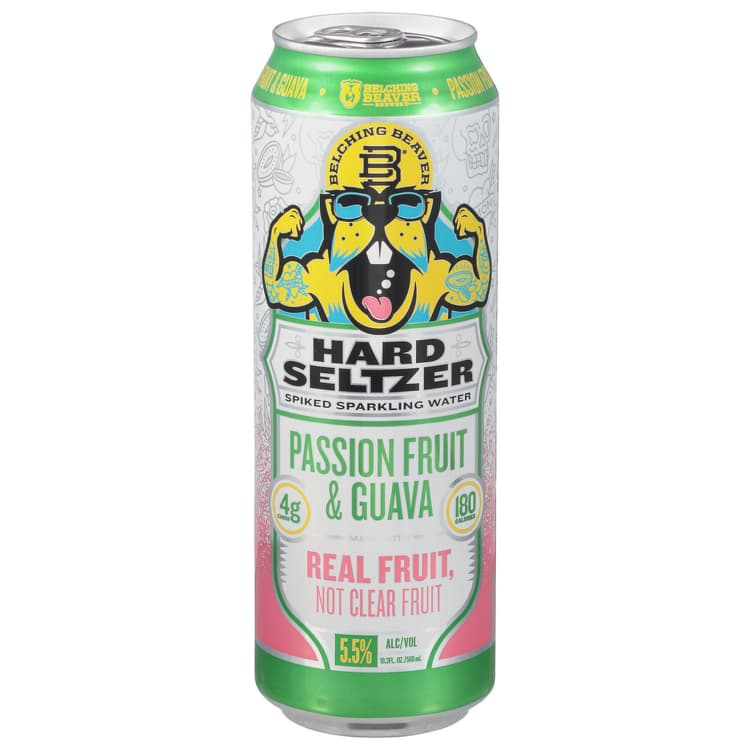 Belching Beaver Brewery Hard Seltzer, Passion Fruit & Guava, Spiked