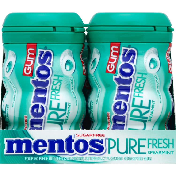 Mentos Gum, Sugarfree, Spearmint, With Green Tea Extract