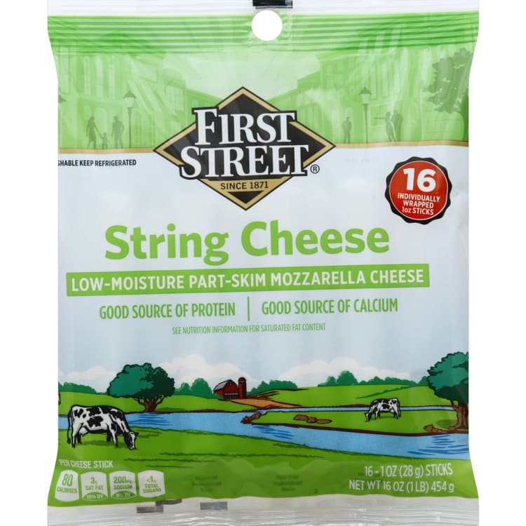 First Street String Cheese, Part-Skim, Mozzarella, Low-Moisture