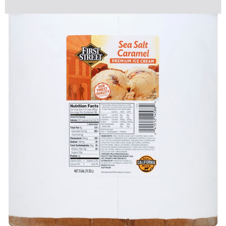 First Street Ice Cream, Premium, Sea Salt Caramel