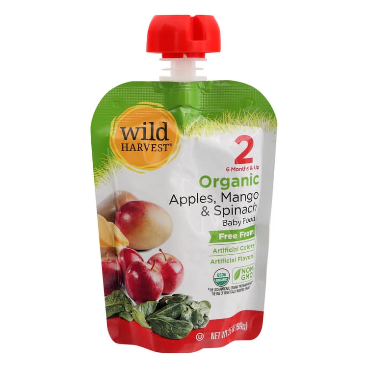 Wild Harvest Baby Food, Organic, Apples, Mango & Spinach, 2 (6 Months & Up