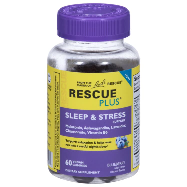 Rescue Plus Sleep & Stress Support, Blueberry Gummies