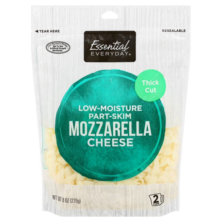 Essential Everyday Shredded Cheese Mozzarella Thick Cut
