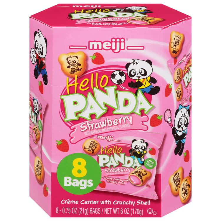 Hello Panda Biscuits, Strawberry, Bite Size