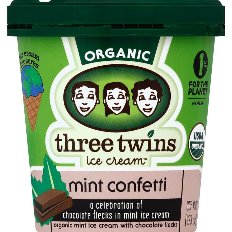 Three Twins Ice Cream, Organic, Mint Confetti