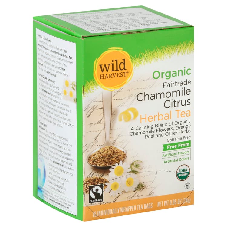 Wild Harvest Herbal Tea, Organic Fairtrade, Chamomile Citrus, Caffeine Free, Individually Wrapped