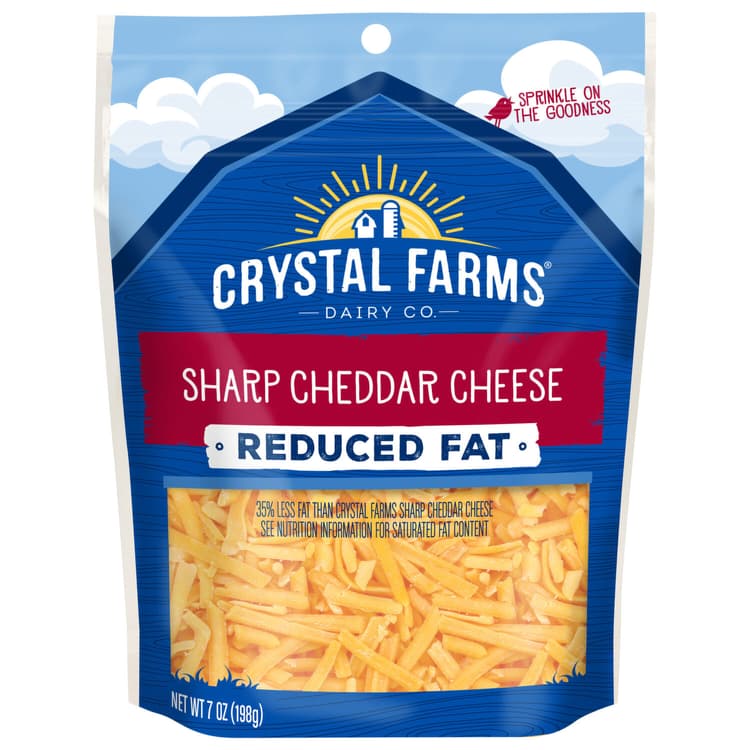 Crystal Farms Cheese, Sharp Cheddar Cheese, Reduced Fat