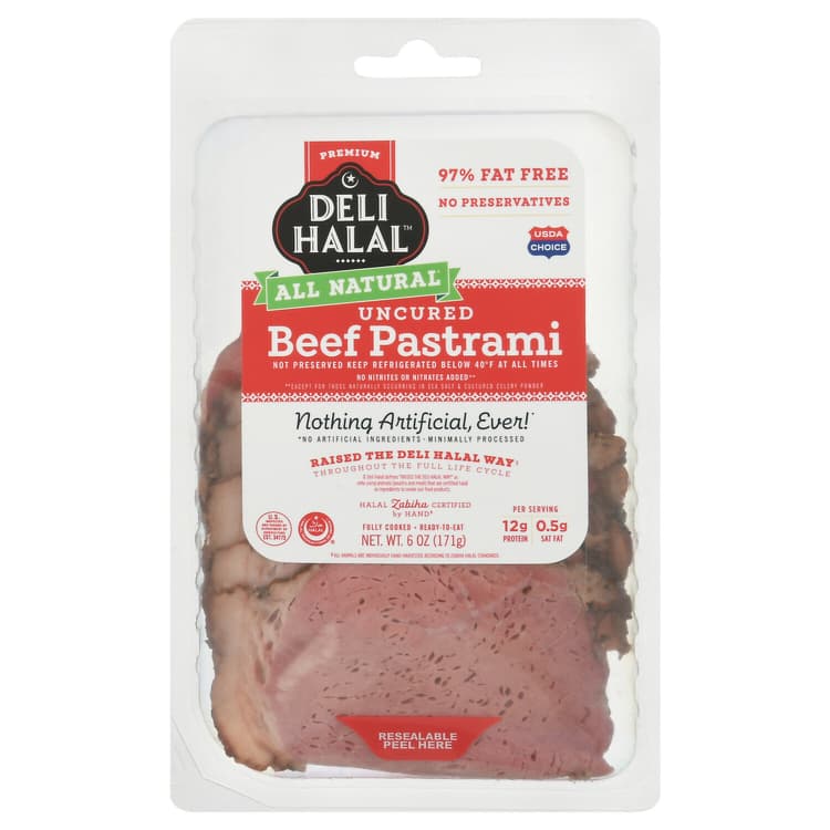 Deli Halal Beef Pastrami, Uncured, All Natural
