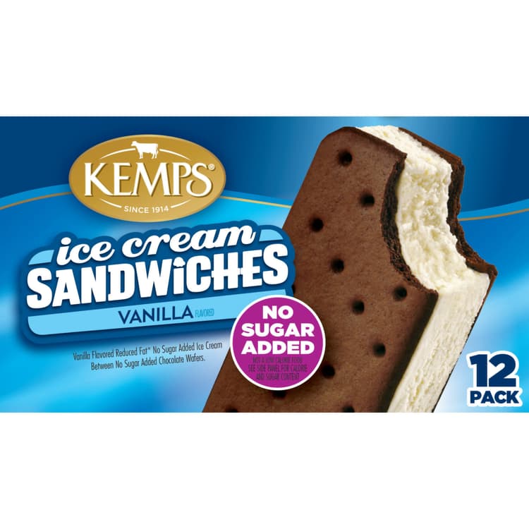 Kemps No Sugar Added Vanilla Flavored Ice Cream Sandwiches