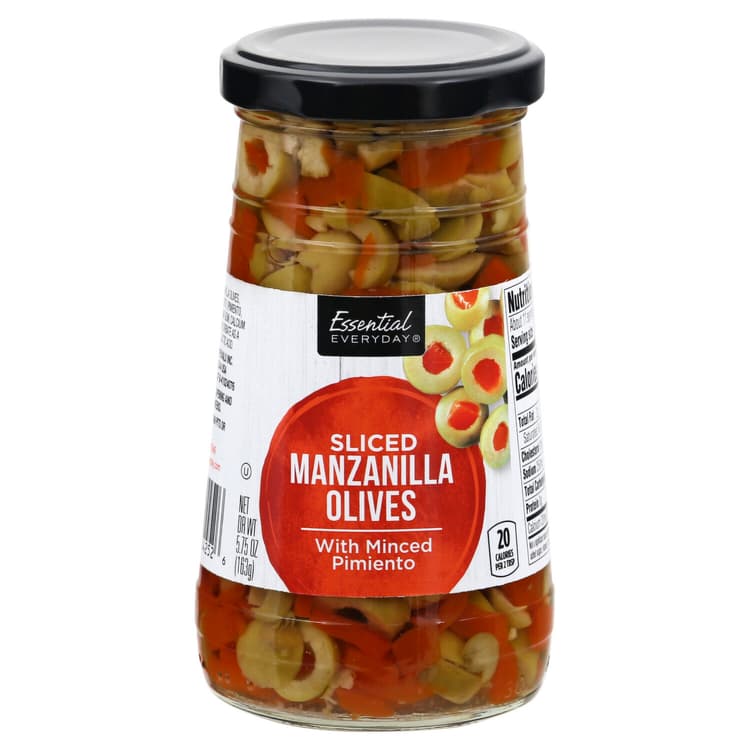 Essential Everyday Manzanilla Olives, With Minced Pimiento, Sliced