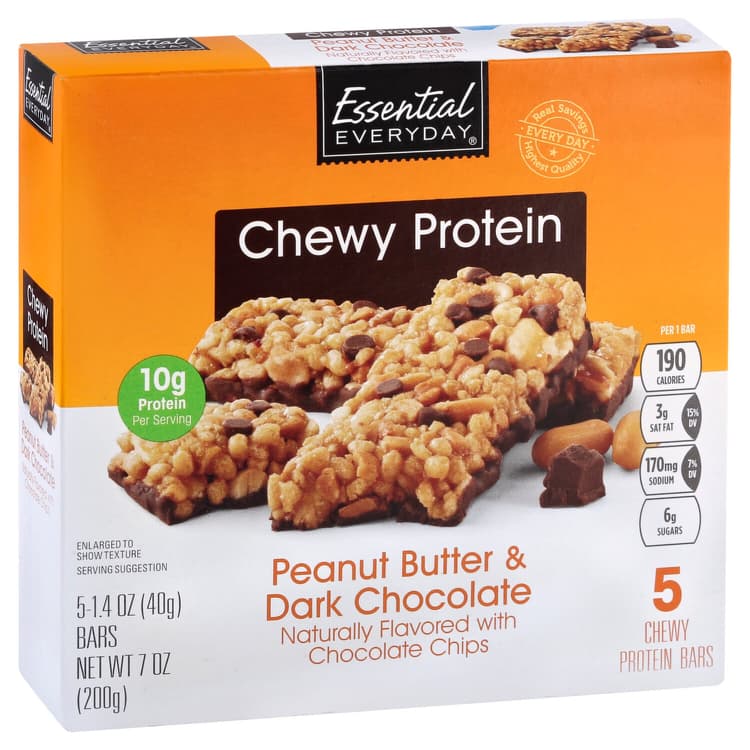 Essential Everyday Protein Bars, Chewy, Peanut Butter & Dark Chocolate