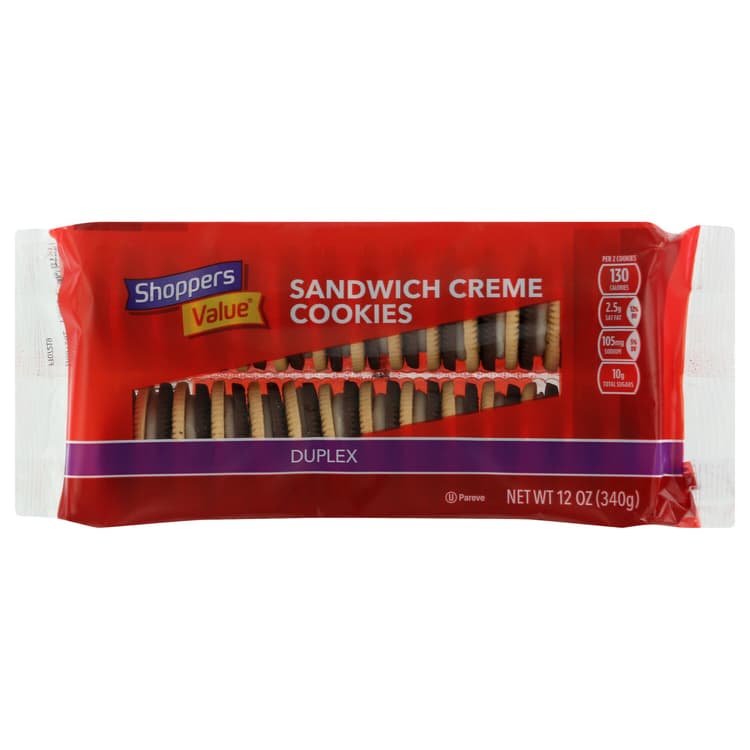 Shoppers Value Cookies, Sandwich Creme, Duplex