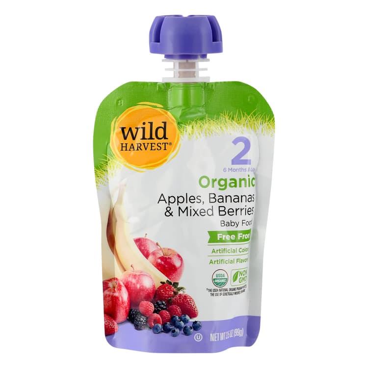Wild Harvest Baby Food, Organic, Apples, Bananas & Mixed Berries, 2 (6 Months & Up