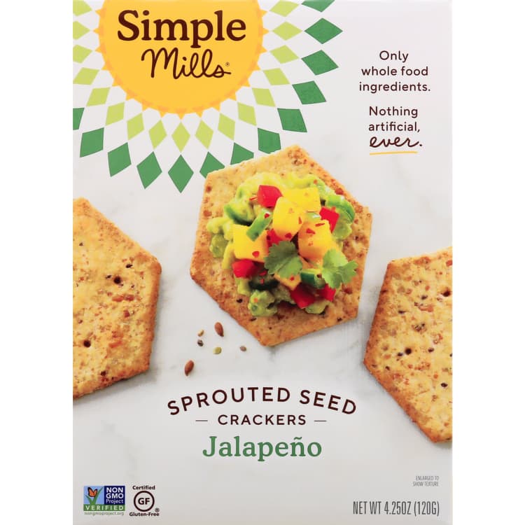 Simple Mills Crackers, Sprouted Seed, Jalapeno