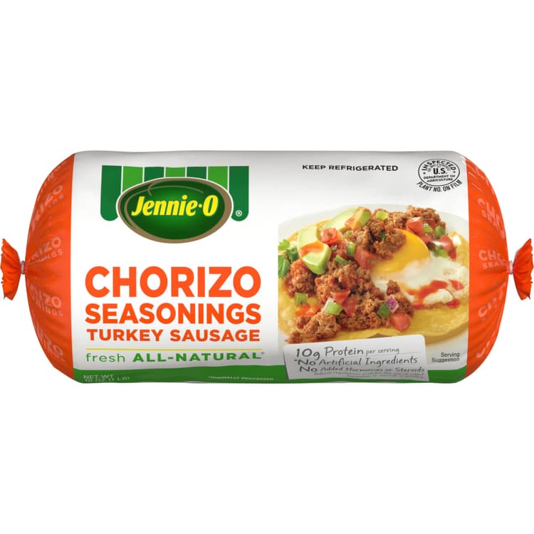 Jennie-O Chorizo Seasoned Ground Turkey Sausage -. Chub