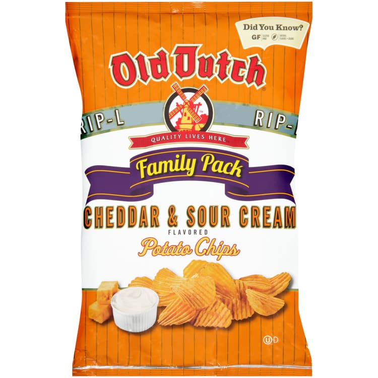 Old Dutch Potato Chips, Cheddar & Sour Cream Flavored, Family