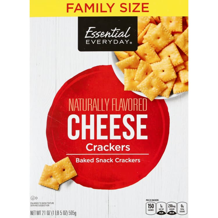 Essential Everyday Baked Snack Crackers, Cheese, Family Size