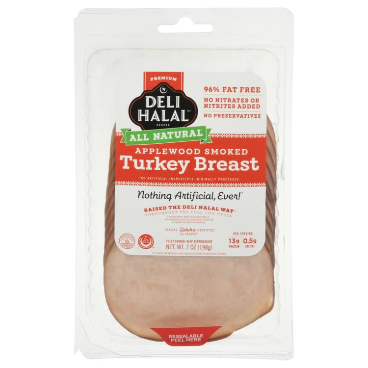 Deli Halal Turkey Breast, Applewood Smoked, All Natural