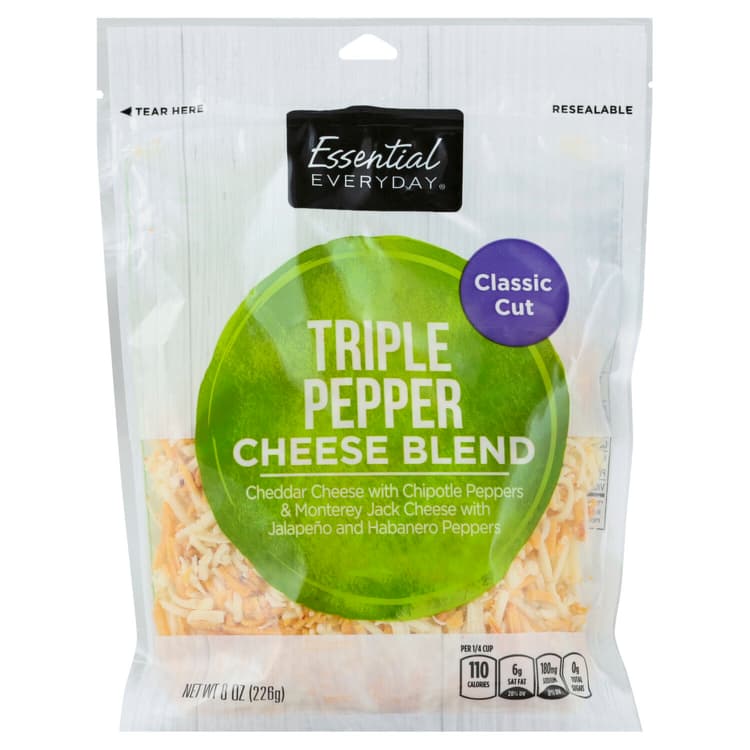 Essential Everyday Cheese Blend, Triple Pepper, Classic Cut