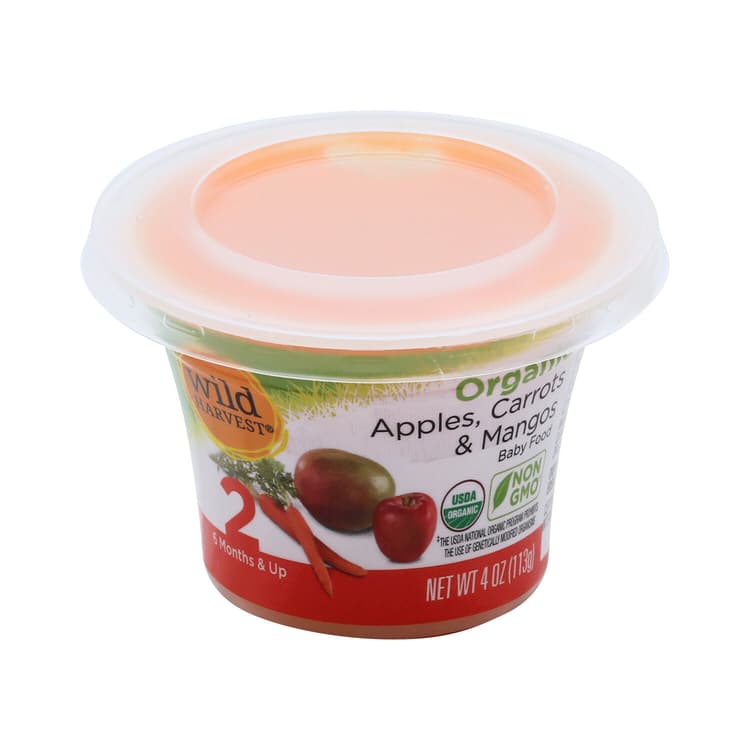 Wild Harvest Baby Food, Organic, Apples, Carrots & Mangos, 2 (6 Months & Up