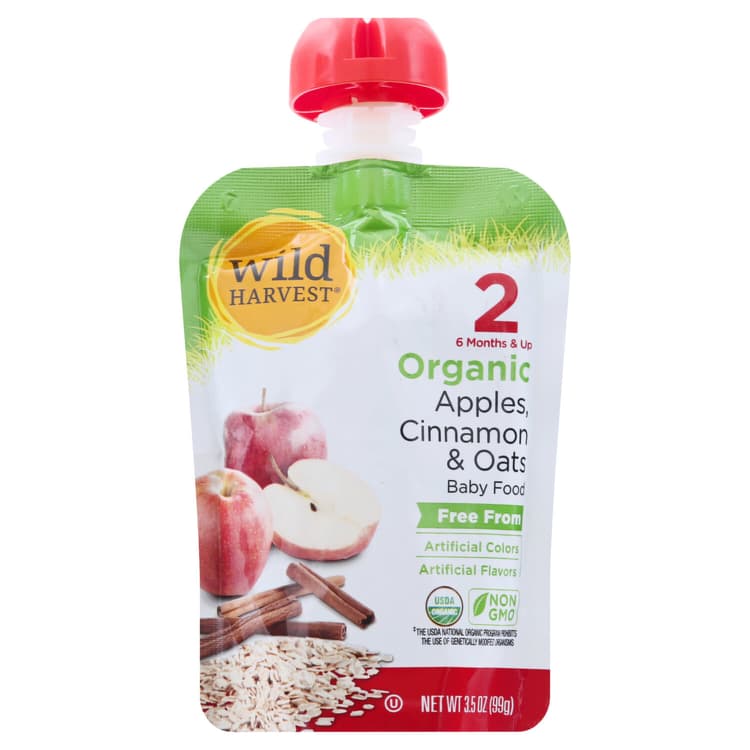 Wild Harvest Baby Food, Organic, Apples, Cinnamon & Oats, 2 (6 Months & Up