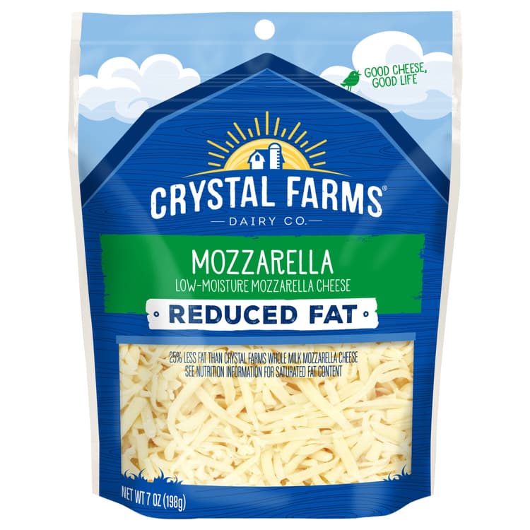 Crystal Farms Cheese, Reduced Fat, Mozzarella, Low Moisture