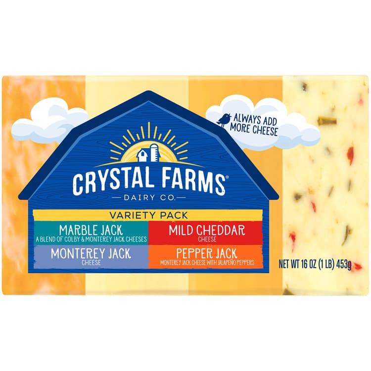 Crystal Farms Marble Jack, Monterey Jack, Mild Cheddar & Pepper Jack Cheese Variety