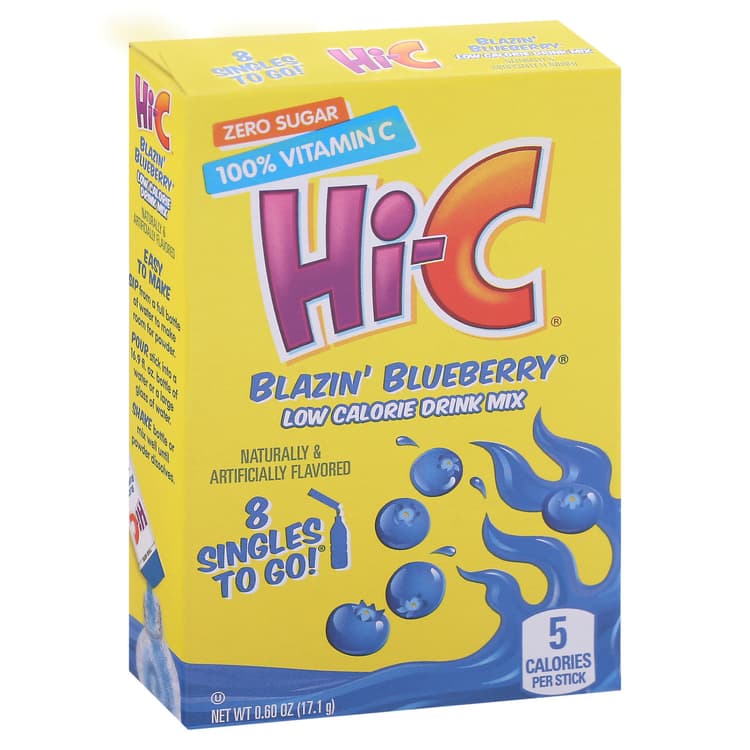 Hi-C Singles To Go! Low Calorie Blazin' Blueberry Drink Mix
