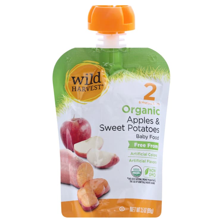 Wild Harvest Baby Food, Apples & Sweeet Potatoes, Organic, 2 - 6 Months & Up