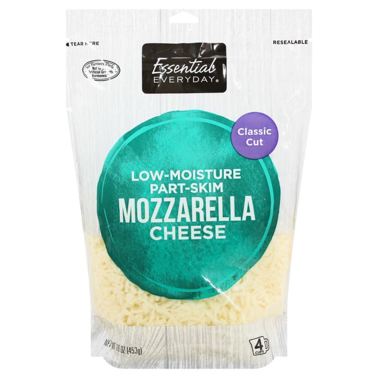 Essential Everyday Mozzarella Cheese, Low Moisture Part Skim, Classic Cut