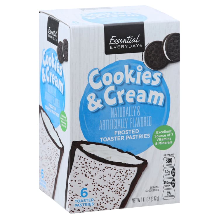 Essential Everyday Toaster Pastries, Cookies & Cream, Frosted