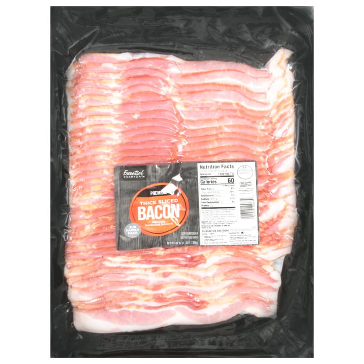 Essential Everyday Bacon, Thick Sliced, Premium, Family