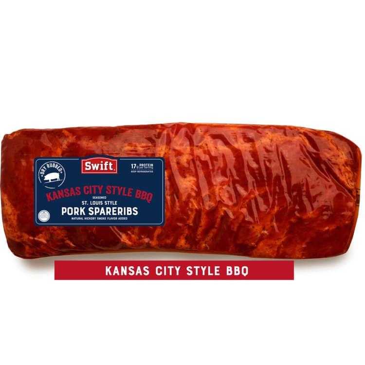 Swift Bone-In St. Louis Style Pork Spareribs Kansas City Style Bbq Seasoned