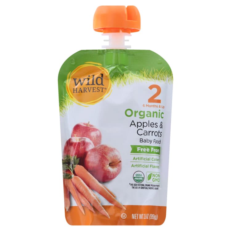 Wild Harvest Baby Food, Apple & Carrots, Organic, 2 - 6 Months & Up