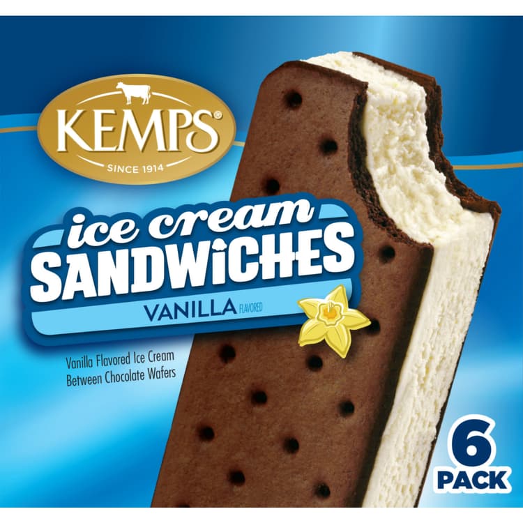 Kemps Ice Cream Sandwiches, Vanilla Flavored