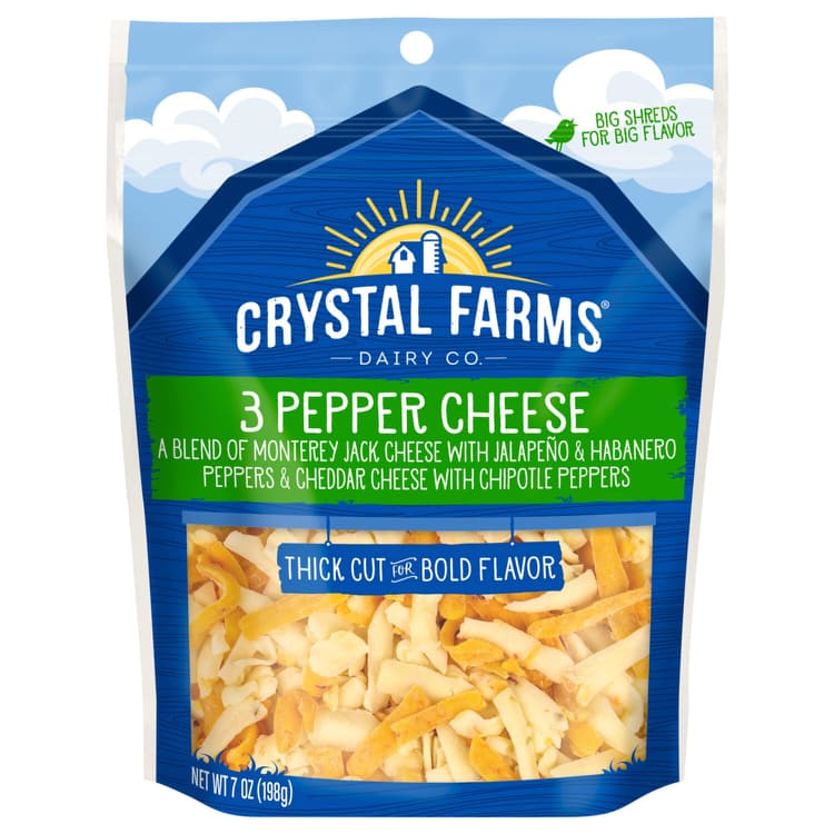 Crystal Farms Cheese, Thick Cut, 3 Pepper Cheese