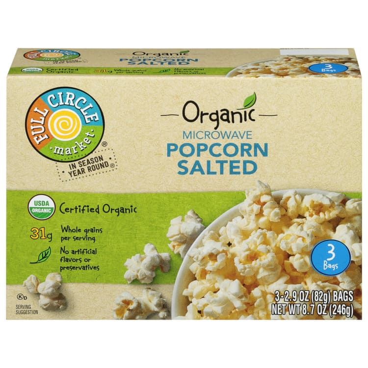 Full Circle Market, Organic - Popcorn, Salted, Microwave