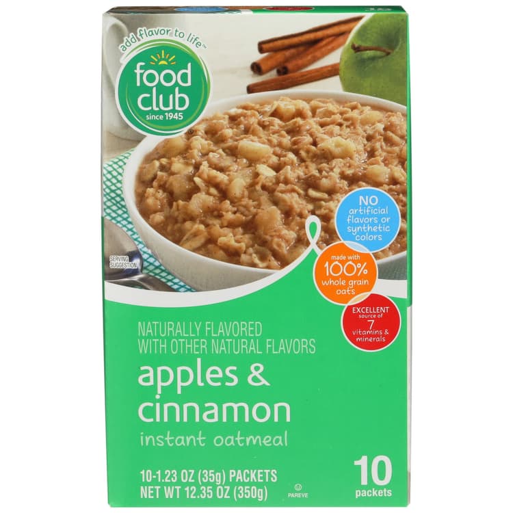 Food Club, Apples & Cinnamon Instant Oatmeal